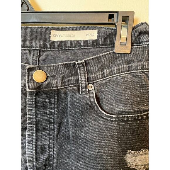 asos black distressed jeans size 6 straight leg high waisted pants - Picture 3 of 5